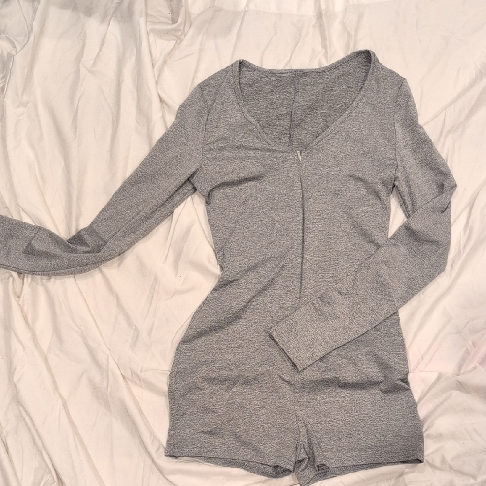 Gray Long Sleeve Romper